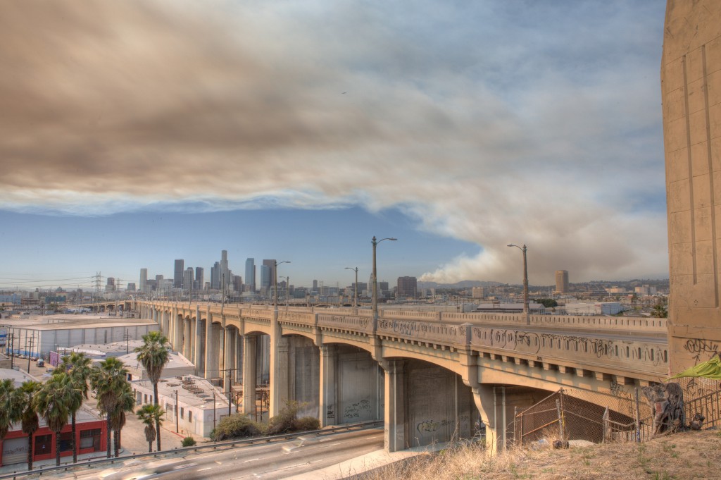 Downtown LA and Fire Burbank Fire From Downtown LA on Dave Bullock / eecue
