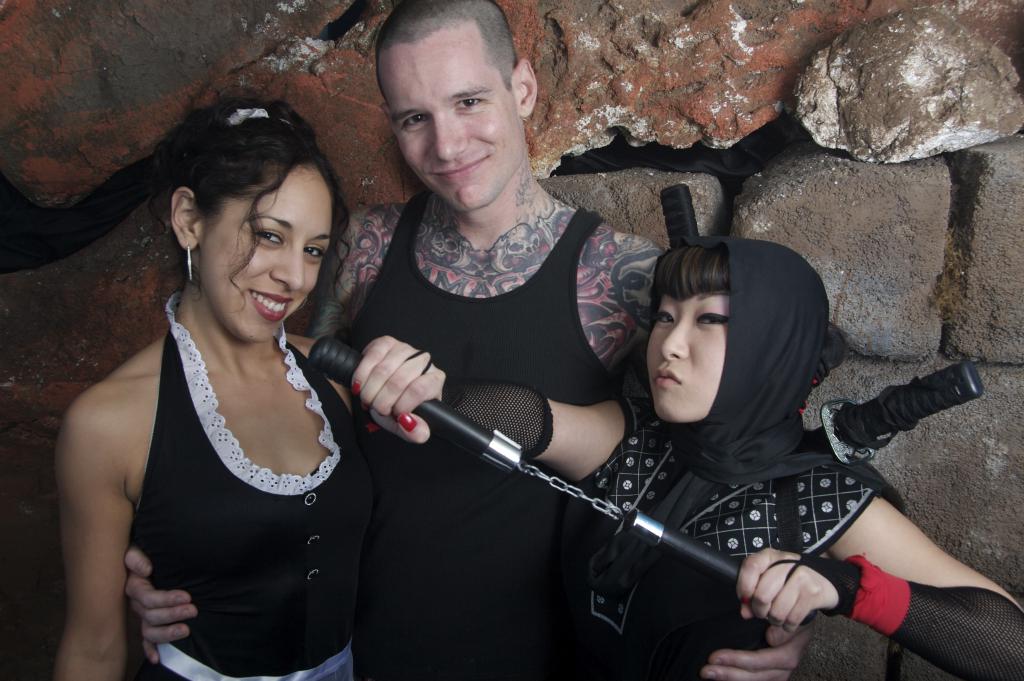 maid, tattooed man and ninja