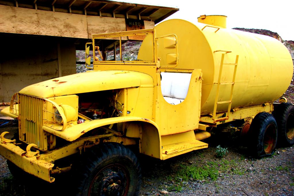 yellow tanker truck